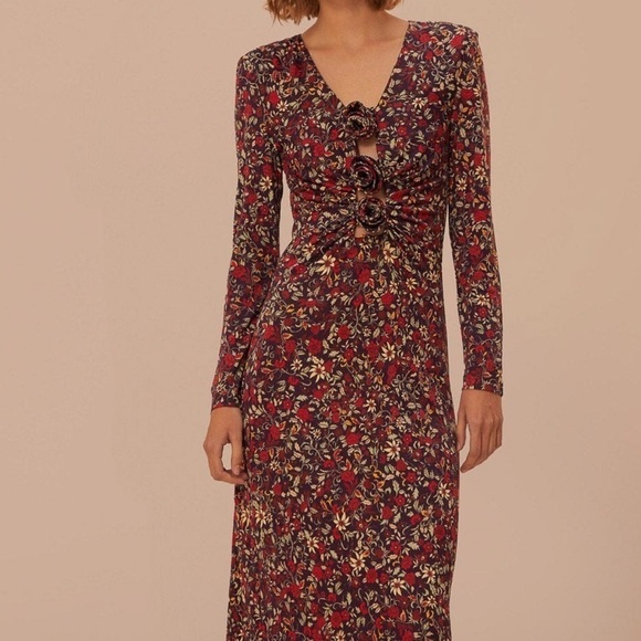 #17 NWT FARM Rio Purple Chelsea Garden Flowers Knot Maxi Dress - Picture 3 of 6